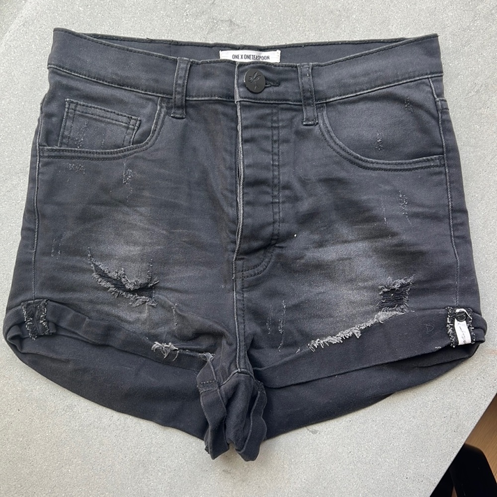 One x Oneteaspoon black denim shorts